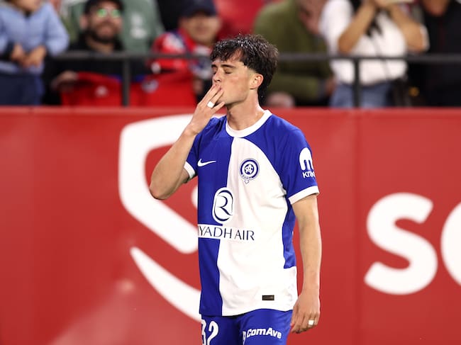 Javi Boñar, canterano del Atleti, tras marcar un gol frente al Sevilla