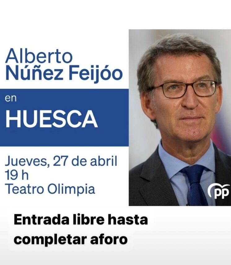 Núñez Feijóo estará en Huesca el 27 de abril