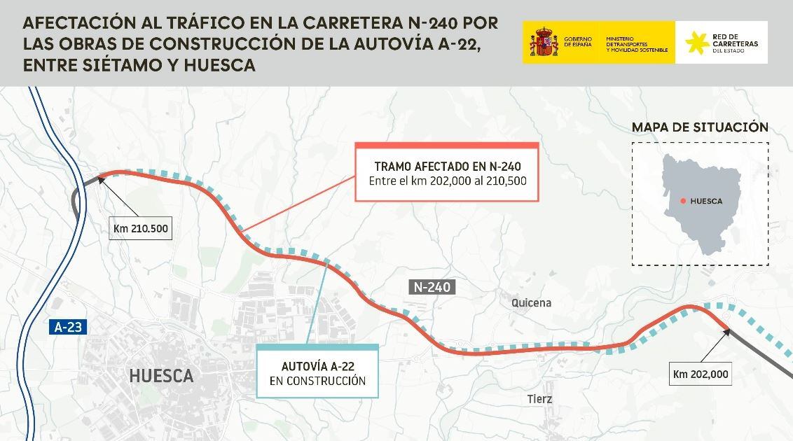 Sección de la obra del tramo de autovía entre Huesca y Siétamo