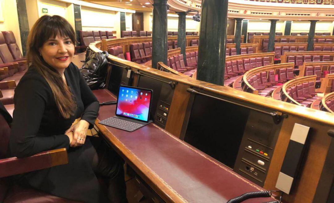 Marisol Sánchez Jódar en su escaño como diputada nacional socialista por la Región de Murcia. Foto archivo