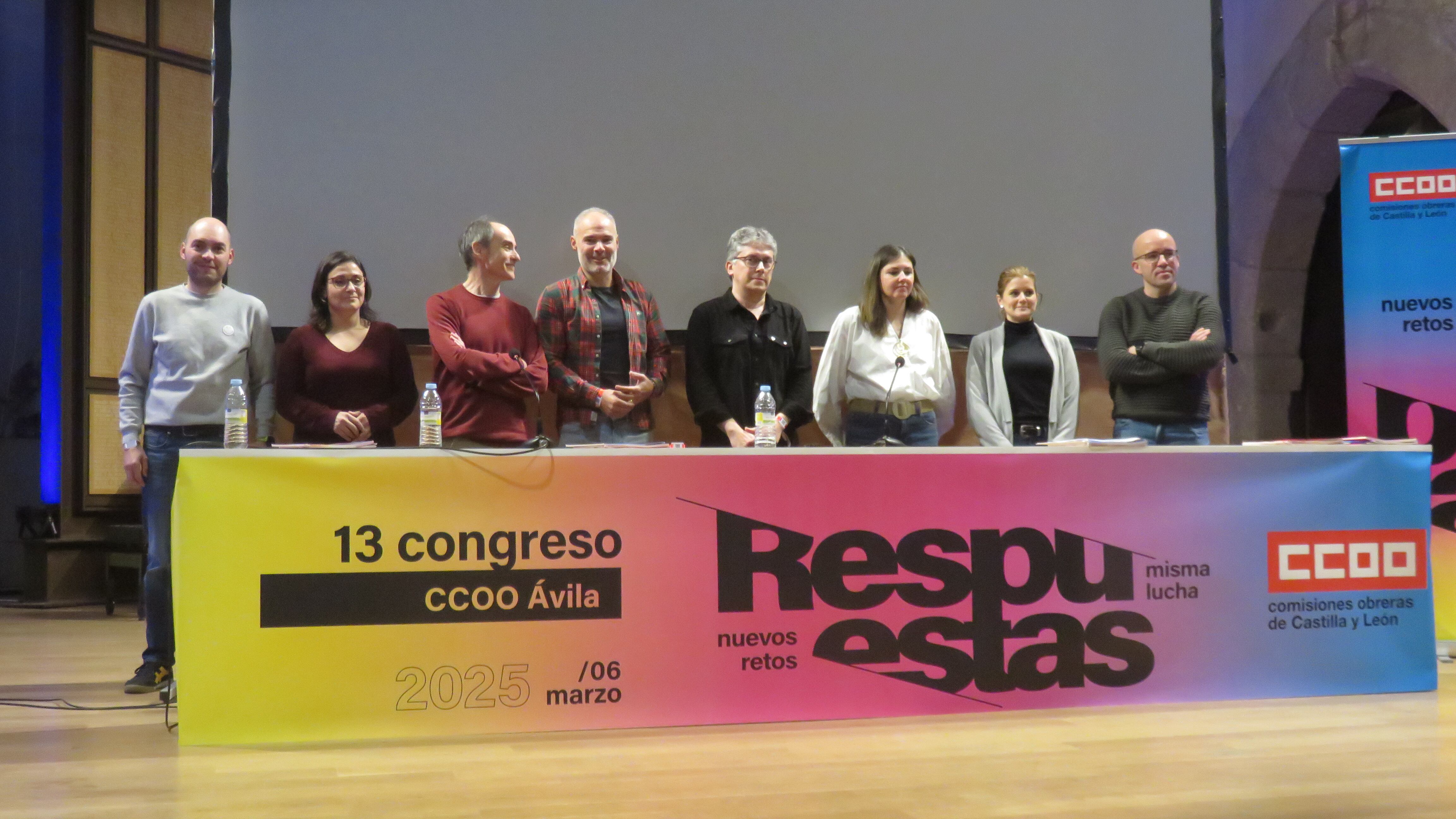 Estos son los ocho miembros de la nueva ejecutiva de CCOO Ávila elegida en el 13 Congreso
