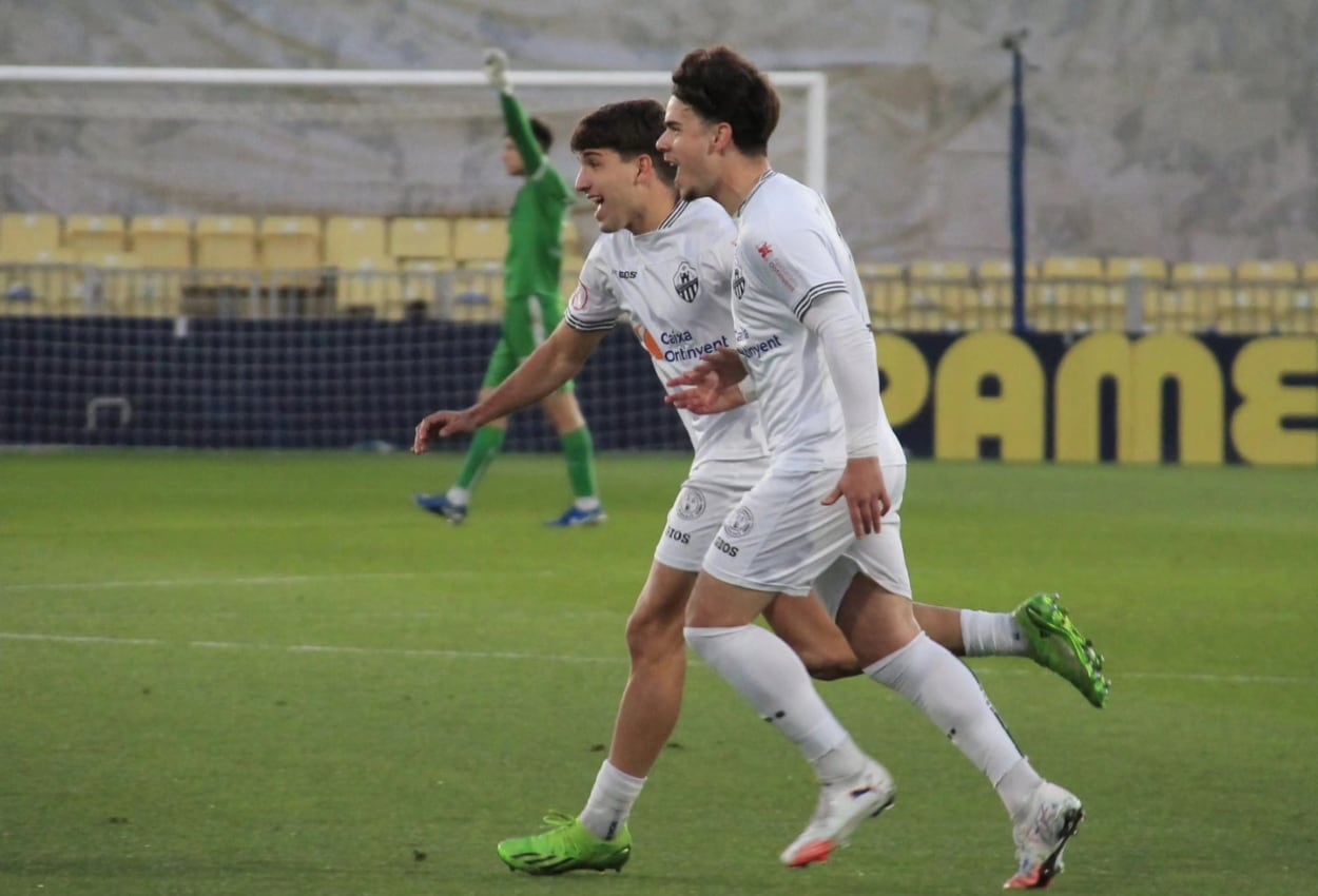 Jorge García celebra el gol de la victoria ante el Villarreal C