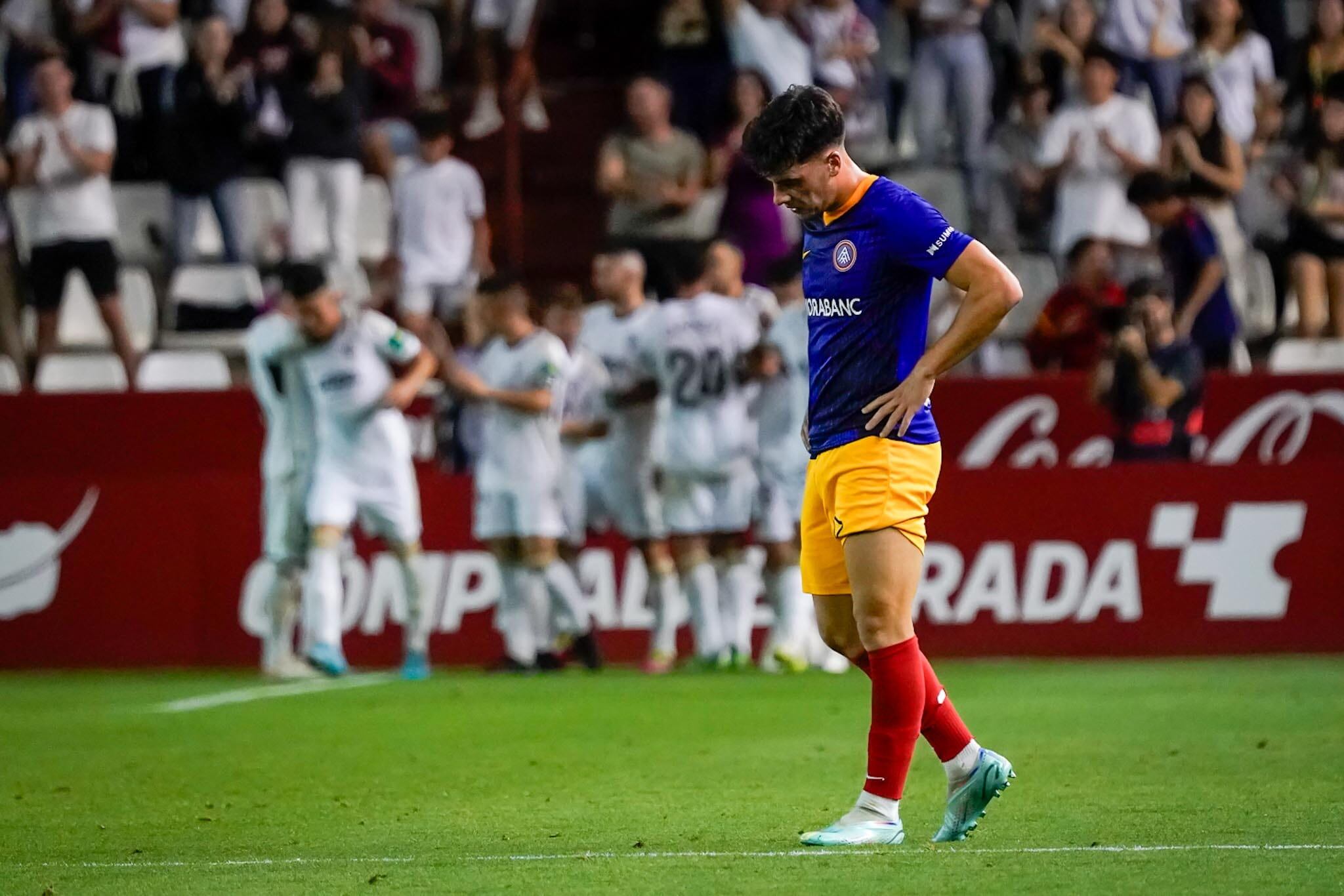 Els jugadors de l&#039;Albacete celebren un dels gols del partit.