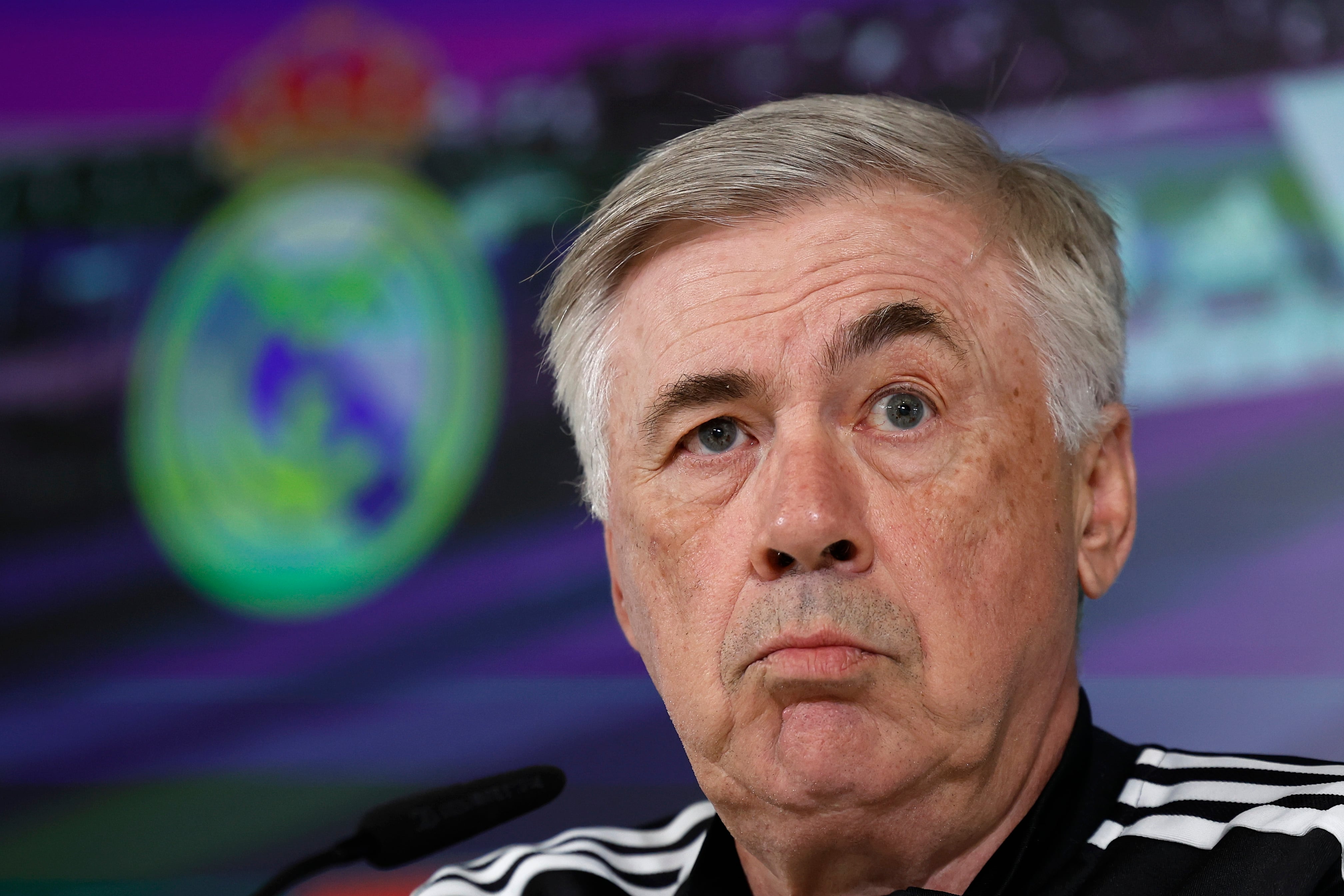 Ancelotti, en rueda de prensa, este martes.