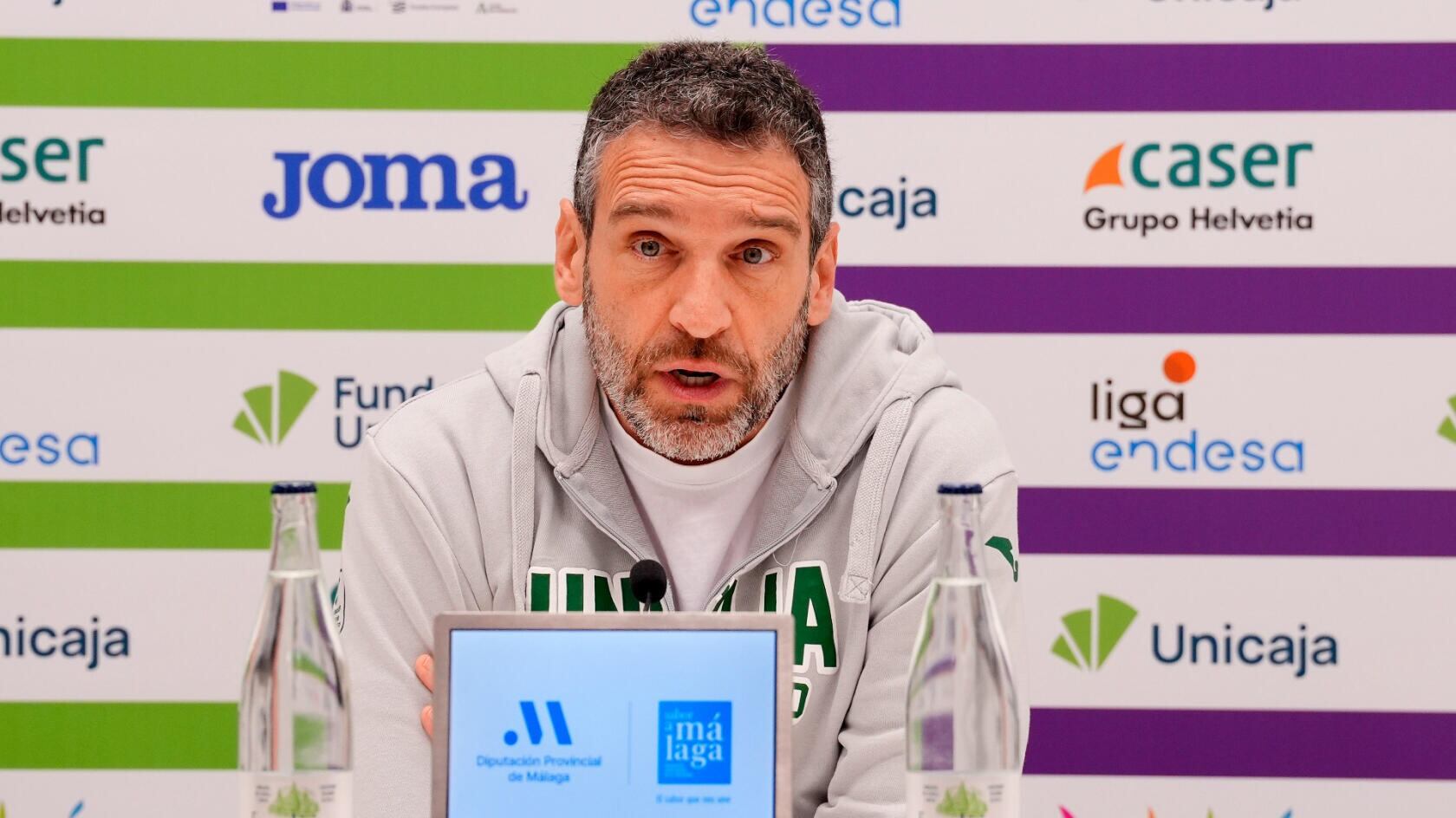 Ibon Navarro, en la sala de prensa del Martín Carpena