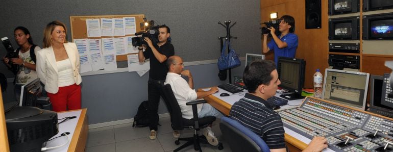 Cospedal en las instalaciones de RTVCM