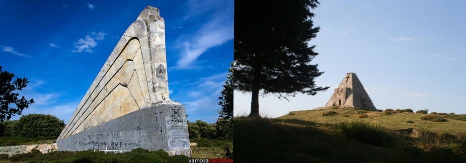 La Columna Sagardía y la Pirámide de los Italianos junto a la N-623 en Burgos