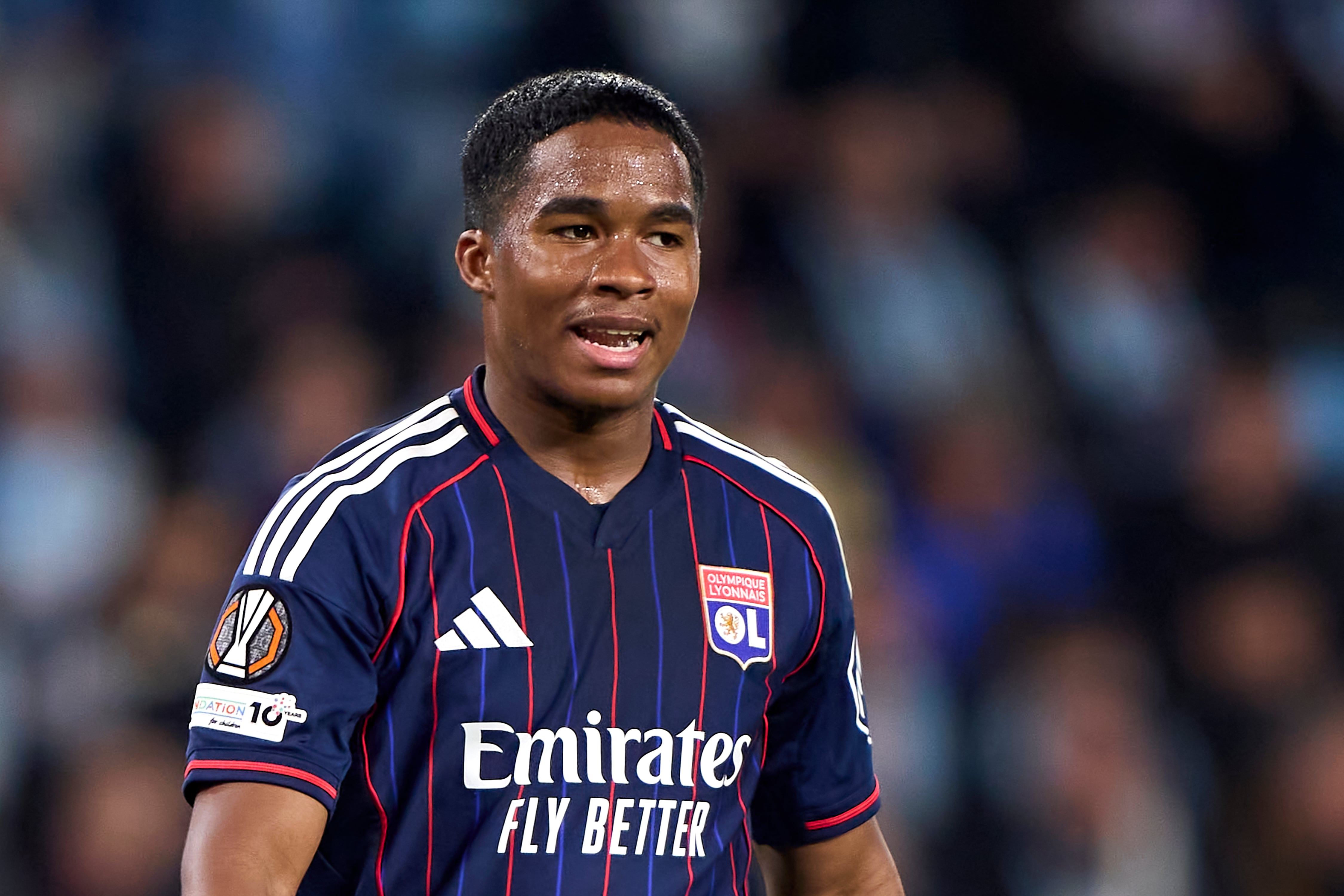 Endrick durante un partido de Europa League con el Olympique de Lyon