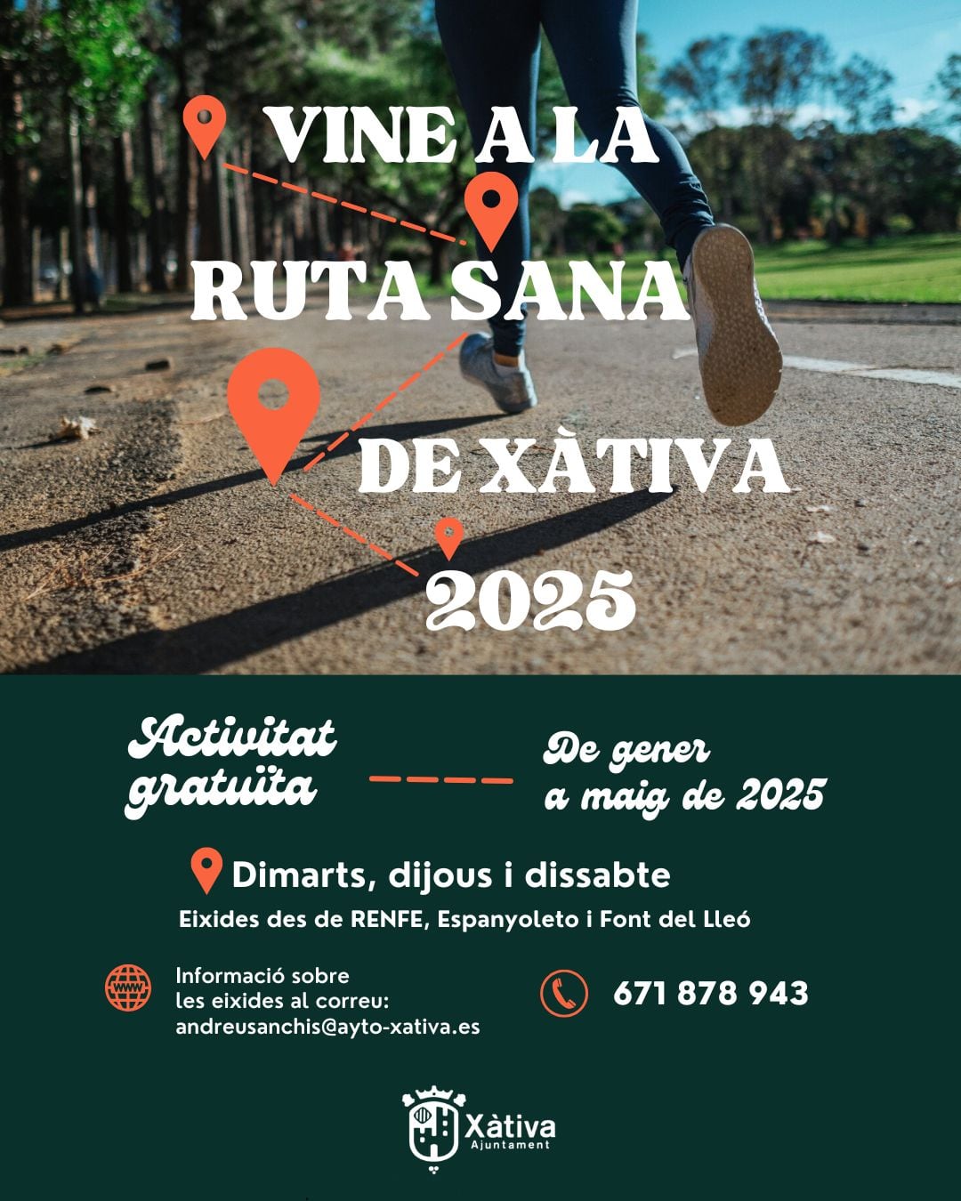 Cartel anunciador de la Ruta Sana de Xàtiva. Fuente: Ajuntament de Xàtiva