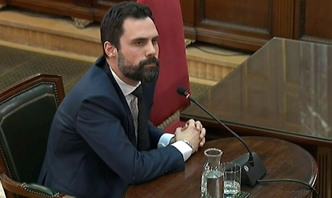 El presidente del Parlament de Cataluña, Roger Torrent, durante su declaración como testigo en el juicio del &#039;procés&#039;.