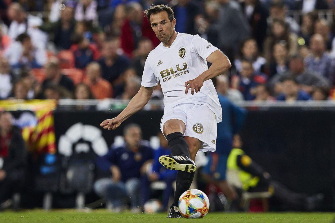 Carlos Marchena, durante el encuentro conmemorativo del Centenario del Valencia CF.