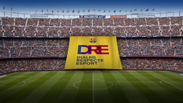 Tifo que lucirá el Camp Nou en el partido ante Olympiacos 