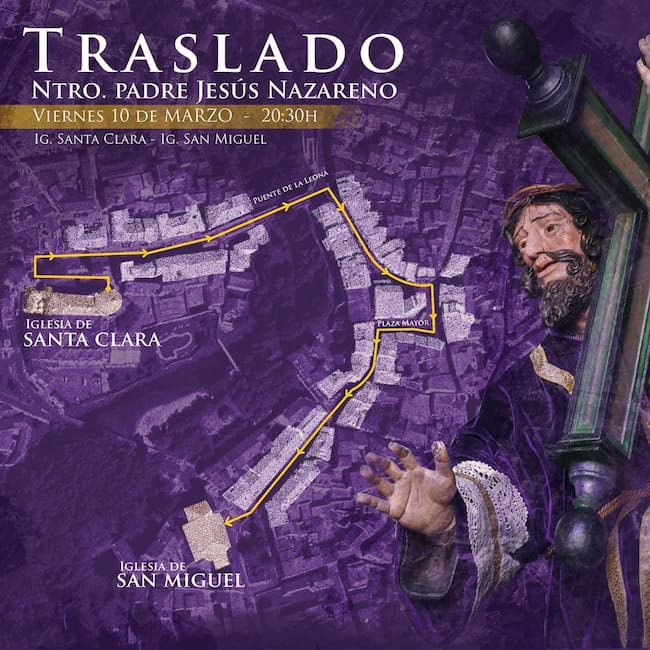 Este es el trazado del traslado de la imagen del Nazareno este viernes en Peñafiel