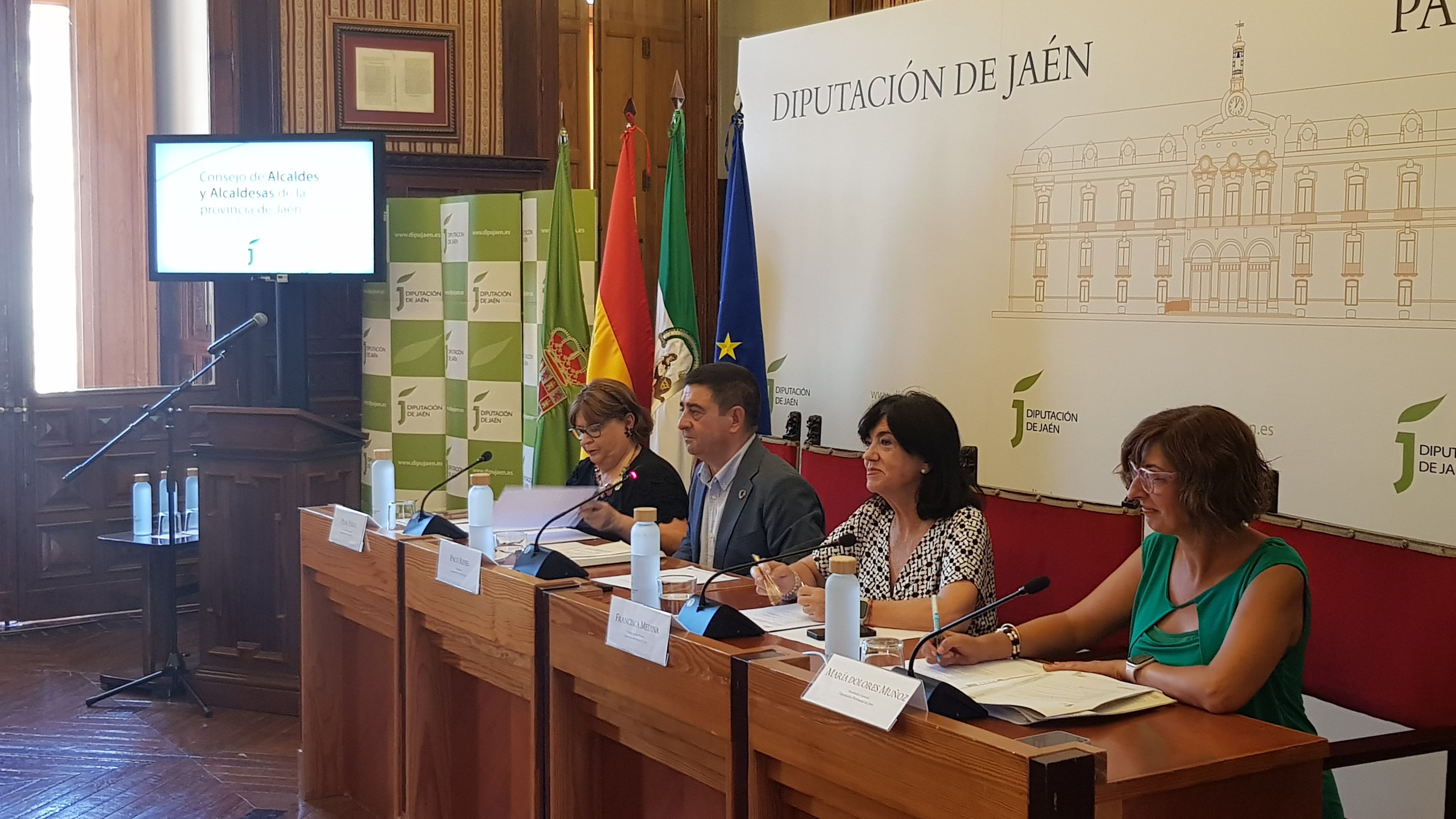 El presidente de la Diputación, Francisco Reyes, durante la reunión del Consejo de Alcaldes y Alcaldesas.