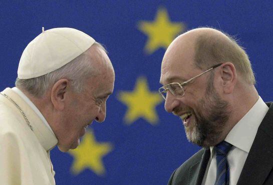 El papa Francisco junto a Martin Schulz