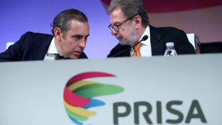 Manuel Mirat, consejero delegado de PRISA y Juan Luis Cebrián, presidente de PRISA