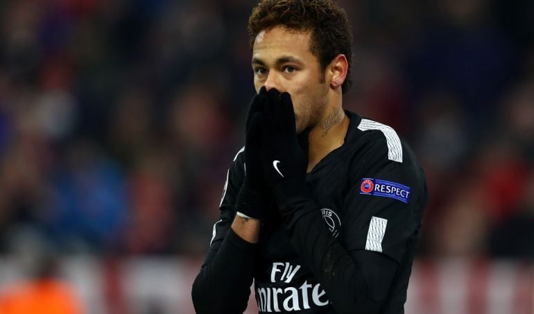 Neymar, en la derrota del PSG ante el Bayern.