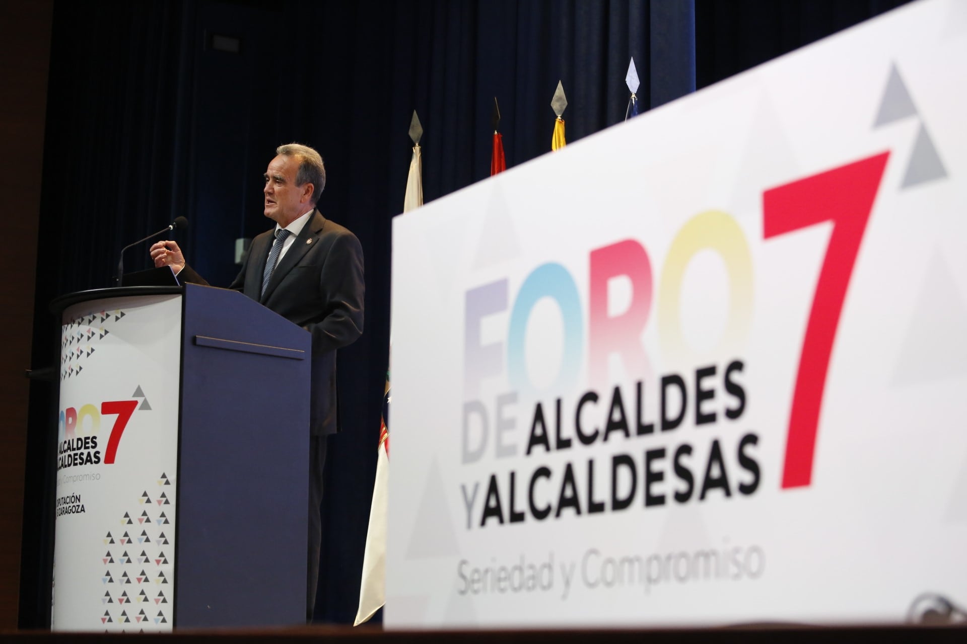 El presidente de la DPZ, Juan Antonio Sánchez Quero, durante el VII Foro de Alcaldes y Alcaldesas