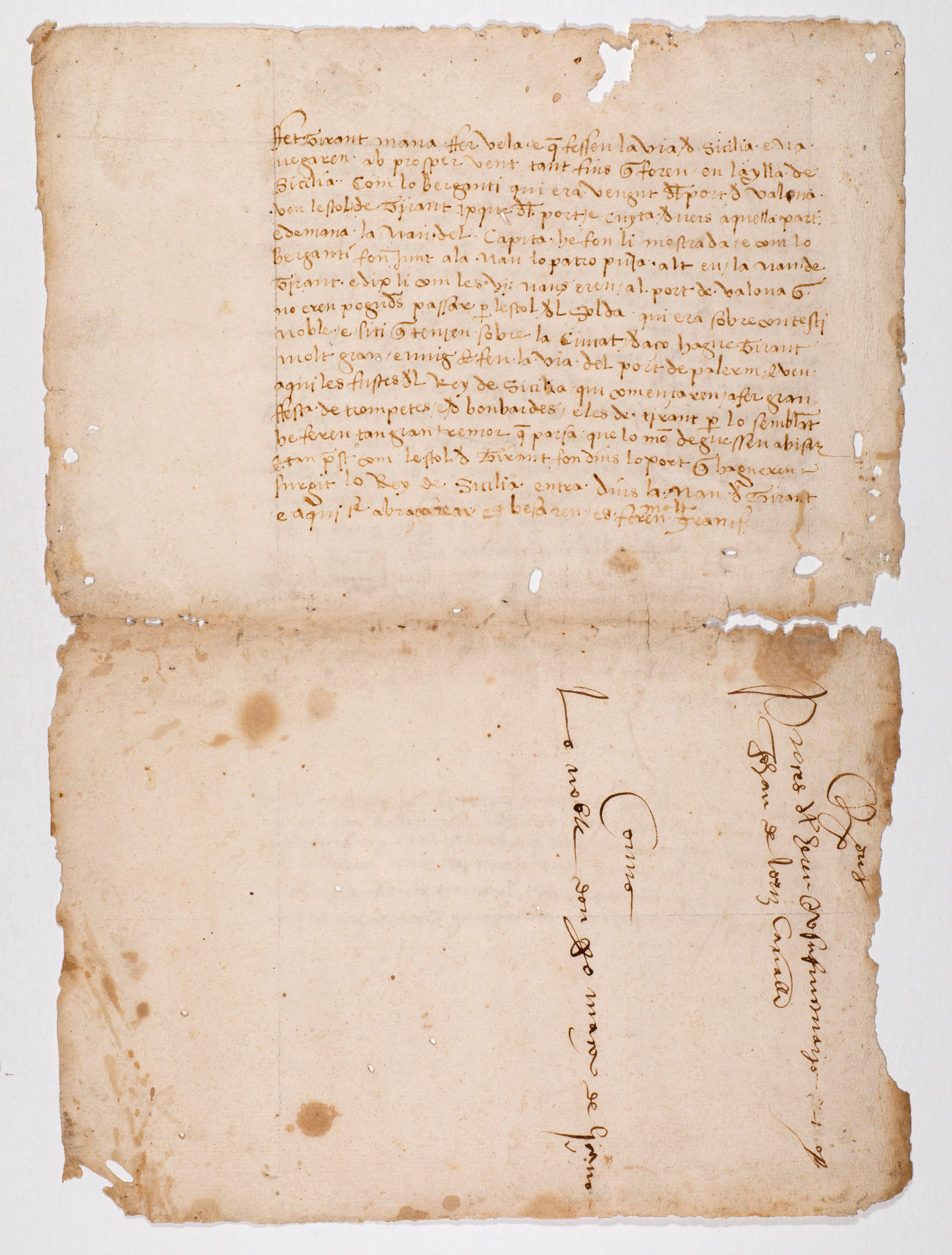 Fragmento manuscrito conocido que se conserva del Tirant lo Blanch