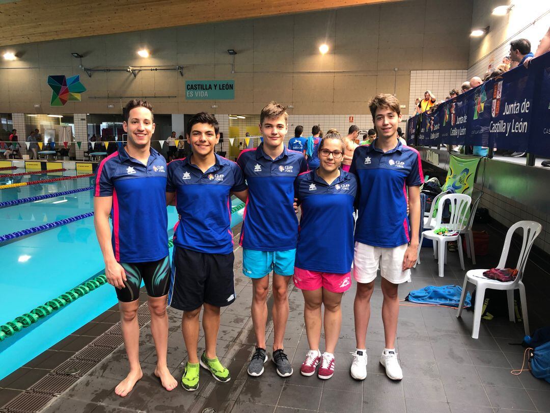 Los nadadores del CN Soriano-CAEP, en el Campeonato Open de Castilla y León.