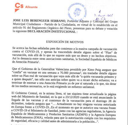 Exposición de motivos de la DI del Grupo Municipal Ciudadanos