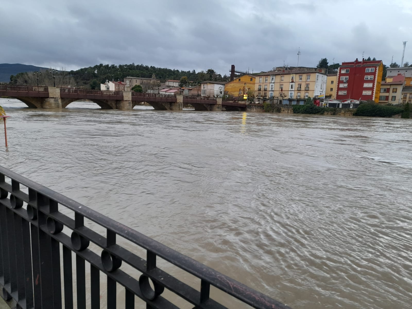 Crecida del río Ebro en Miranda el pasado diciembre de 2021