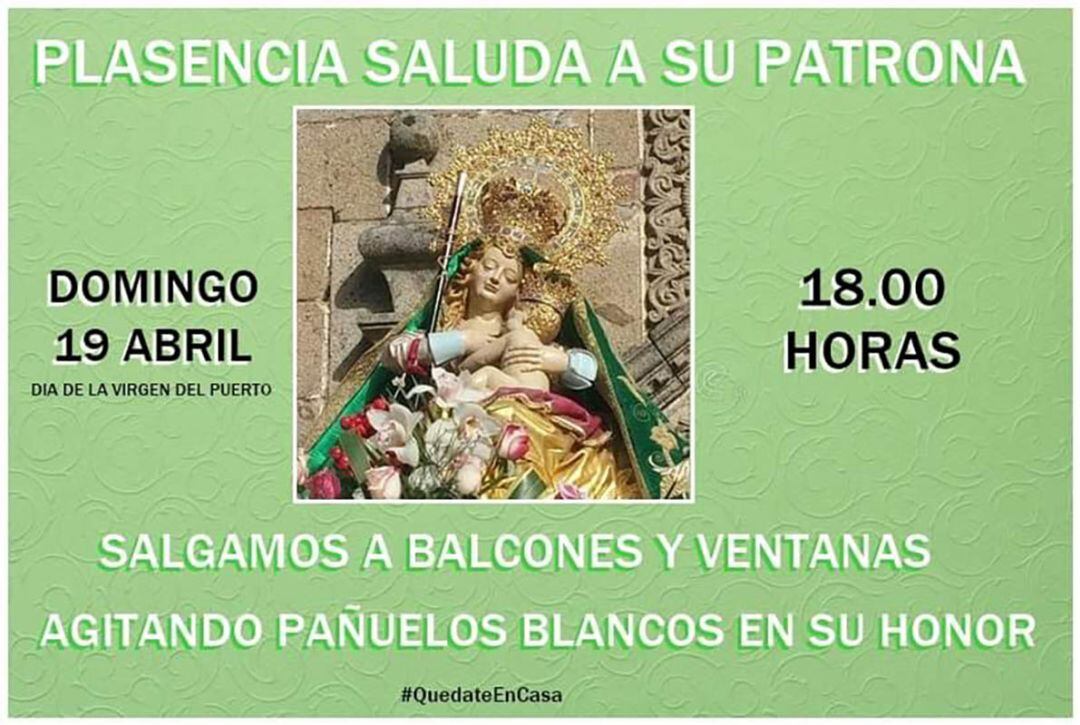 Comunicación que se está remitiendo por redes sociales para la romería virtual a la Virgen del Puerto