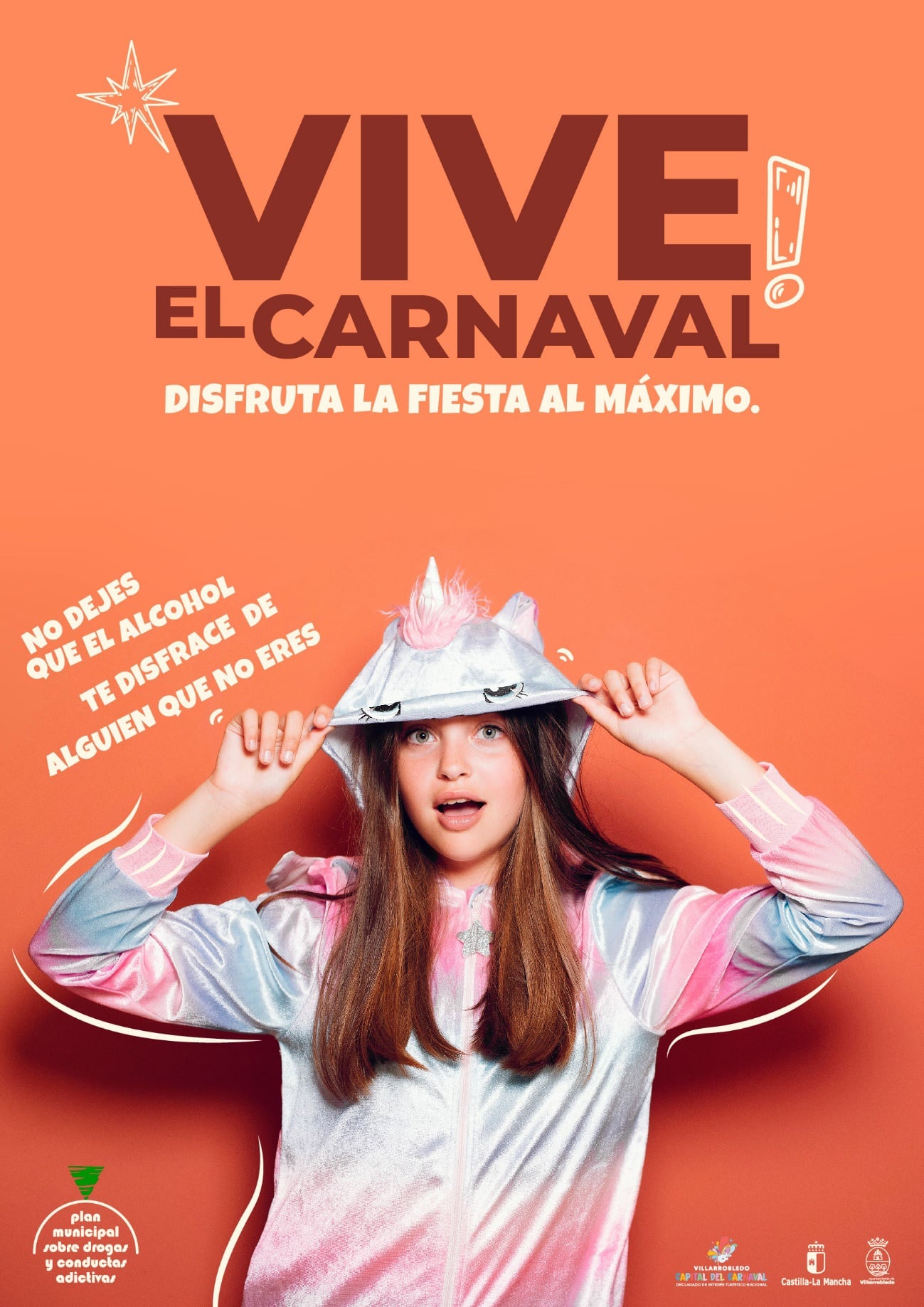 Campaña de carteles lanzada por el Ayuntamiento de Villarrobledo para evitar el consumo excesivo de alcohol durante el carnaval