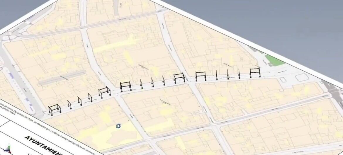 Plano de la ubicación de los paraguas en Albacete.