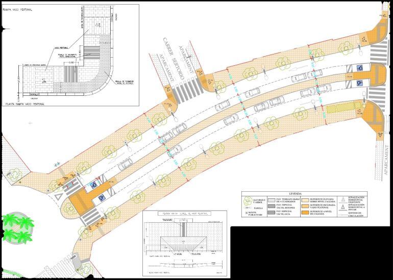 Planos de la remodelación de la avenida Jaume I de Xàbia. 