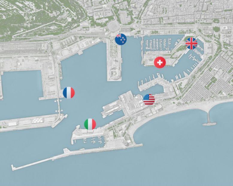 Localització de les bases dels sis equips de la Copa Amèrica