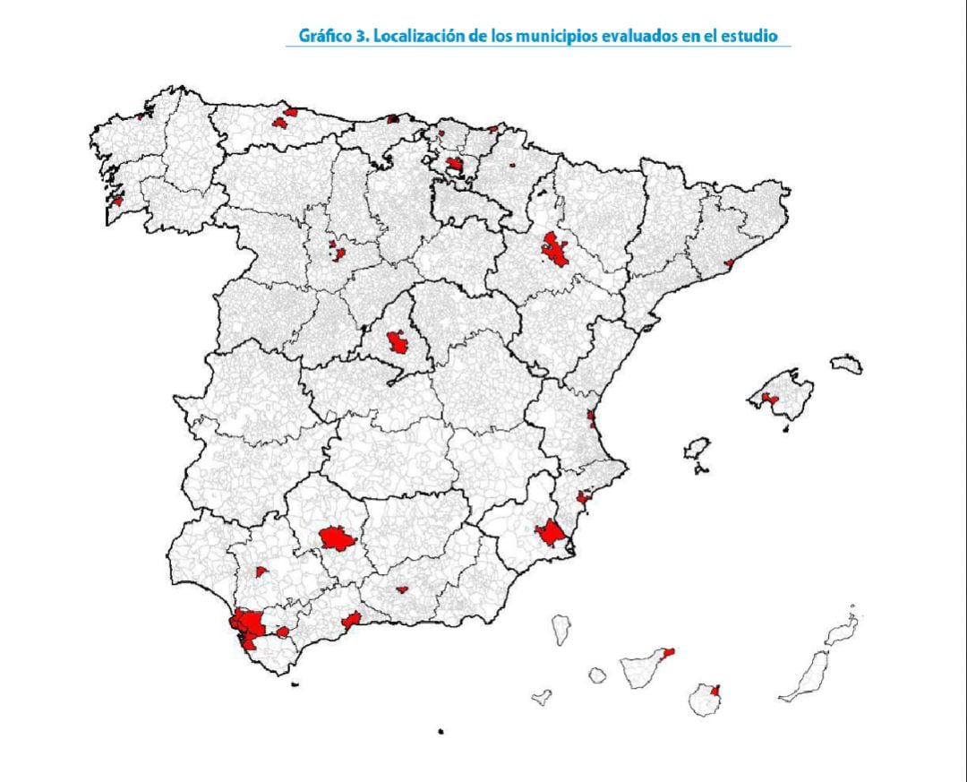 Localización de los municipios evaluados