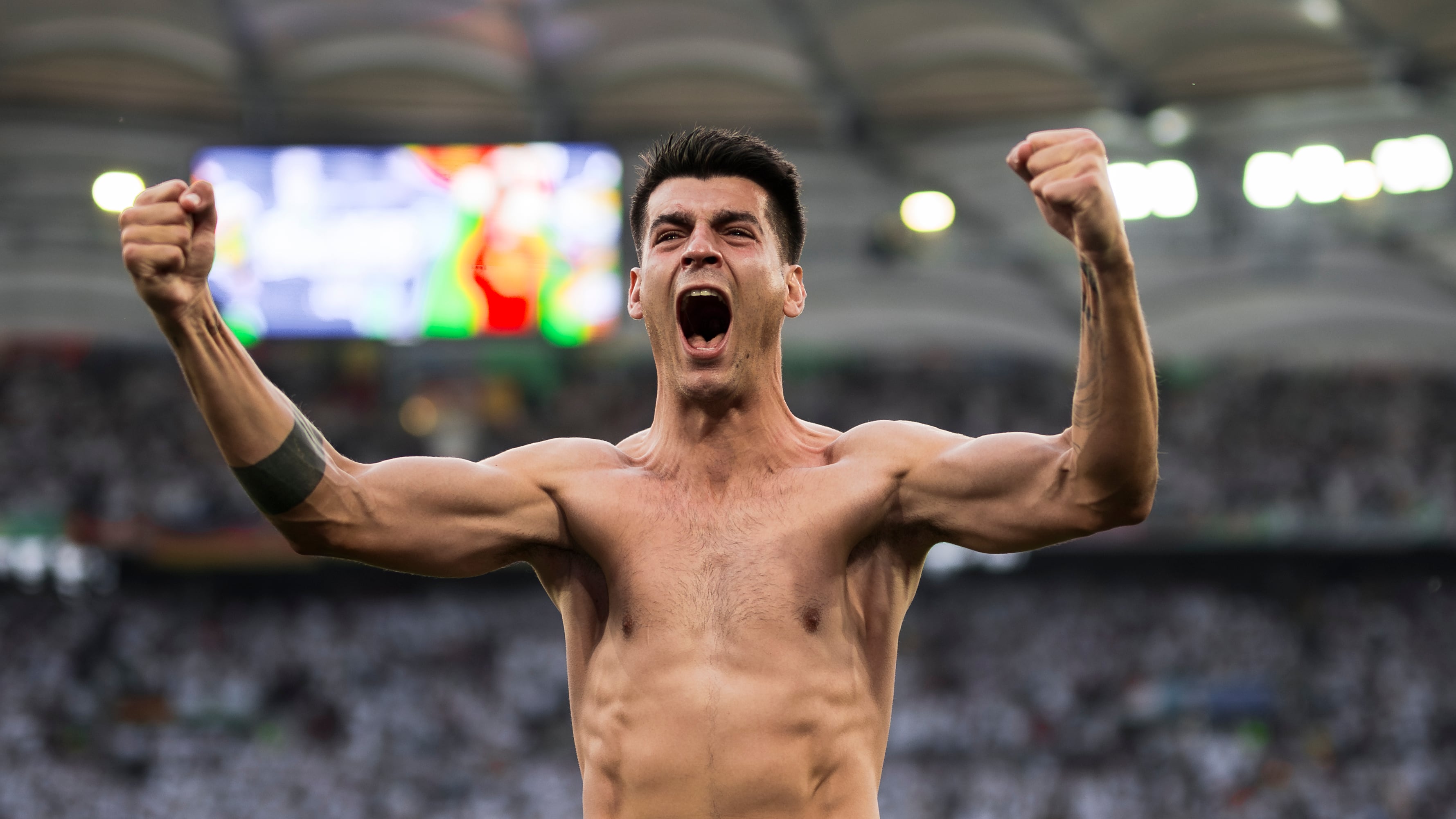 Álvaro Morata celebrando el pase de la Selección a las semifinales de la Eurocopa