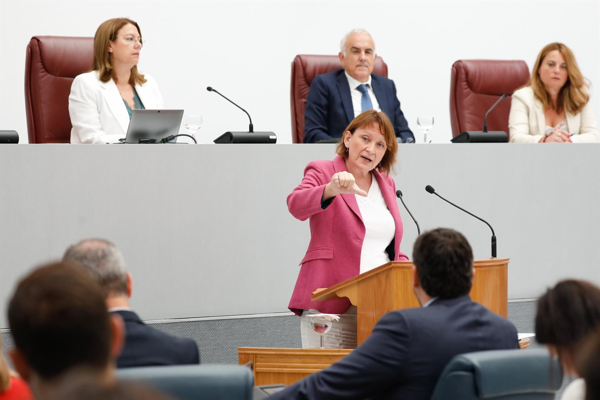 La portavoz del Grupo Parlamentario Podemos en la Asamblea Regional, María Marín, en el Debate de Investidura