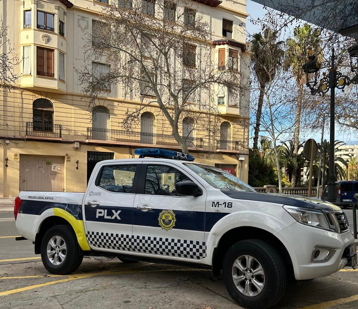 Vehículo Policia Local Xàtiva. Fuente: Radio Xàtiva Cadena SER