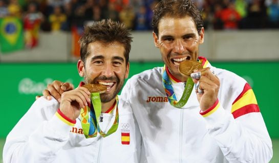 Marc López y Rafa Nadal, campeones olímpicos de dobles masculinos en Río 2016.