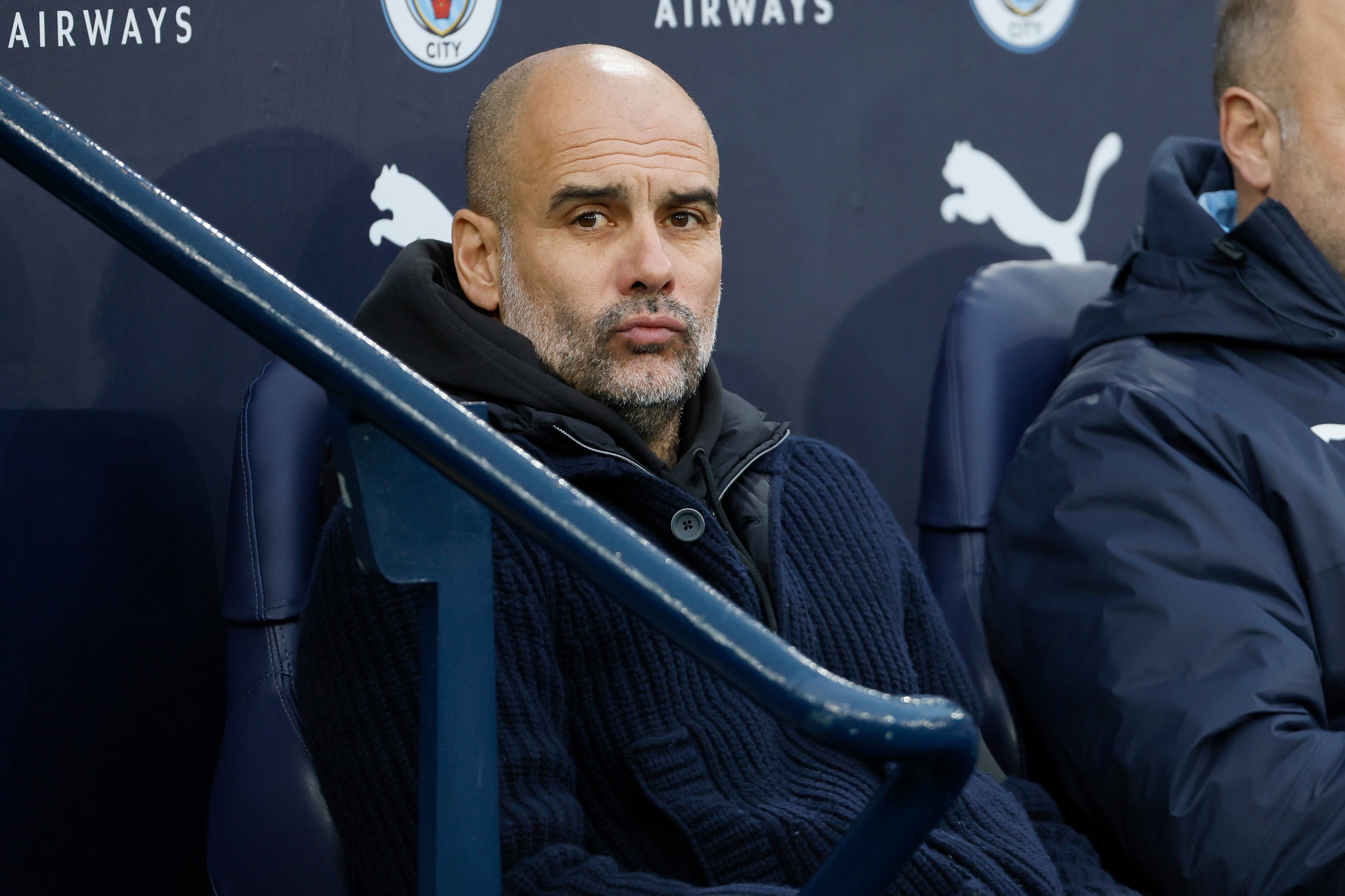 Pep Guardiola en el Etihad Stadium.