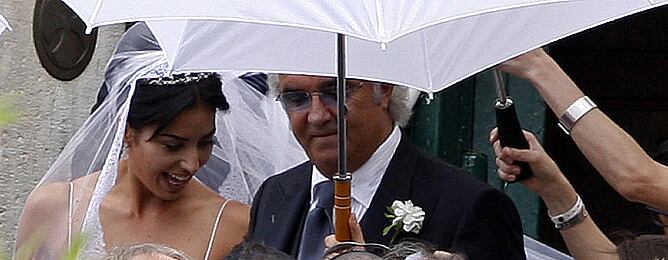 Flavio Briatore tras contraer matrimonio con la modelo Elisabetta Gregoracci.