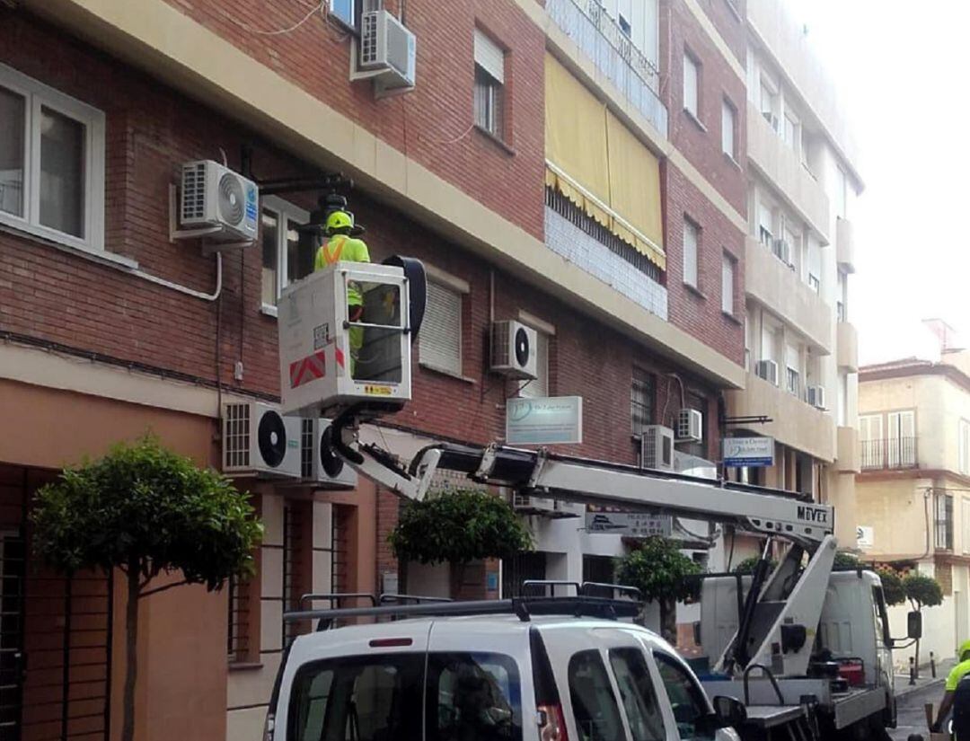 Trabajadores de Alumbrado del Ayuntamiento de Algeciras