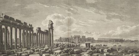 Colonnade Street with Temple of Bel in background, Georges Malbeste and Robert Daudet after Louis-François Cassas. Etching. Plate mark: 16.9 x 36.6 in. (43 x 93 cm). From Voyage pittoresque de la Syrie, de la Phoénicie, de la Palestine, et de la Basse Egy