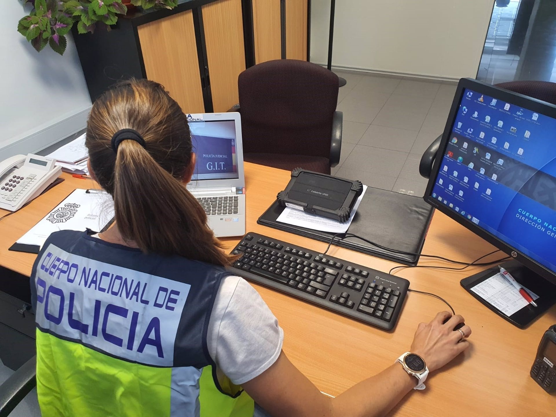 Una policía nacional investiga en la red. - POLICÍA NACIONAL VALLADOLID.