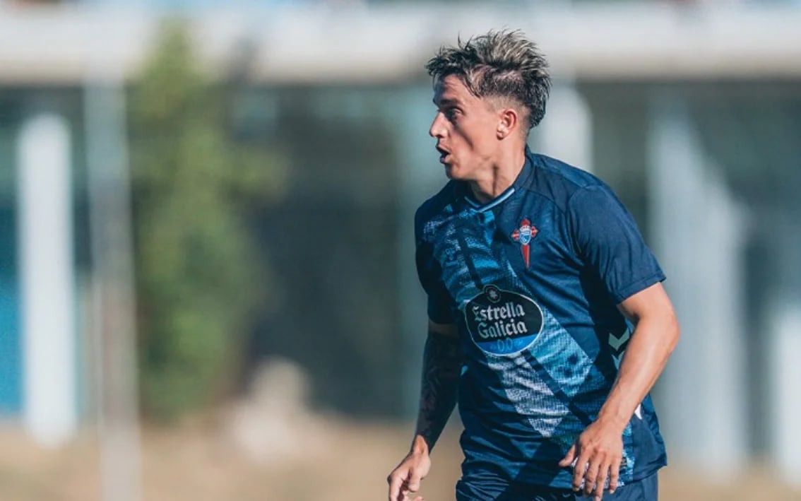 Franco Cervi durante un amistoso con el Celta