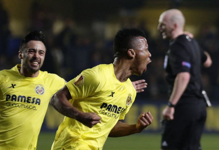 Uche celebra su gol ante el Salzburgo.