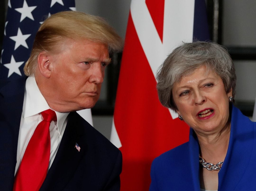 Donald Trump y la primera ministra británica Theresa May durante su rueda de prensa