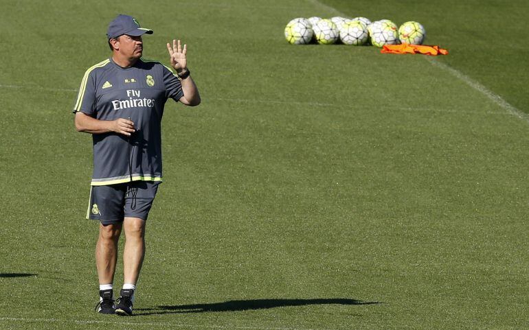 Benítez, durante un entrenamiento del Madrid