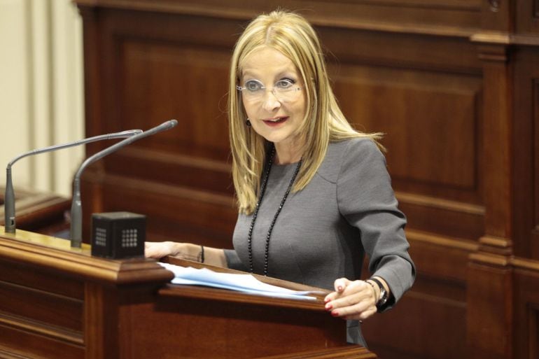 La diputada del PP, María Australia Navarro, durante una intervención en el Parlamento de Canarias. 