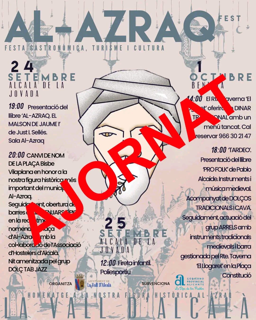 Cartel de aplazamiento de la jornada prevista para los días 24 y 25 de septiembre.