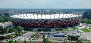 Vista general del nuevo Estadio Nacional de Varsovia, que albergará el partido inaugural, entre otros, de la Eurocopa 2012