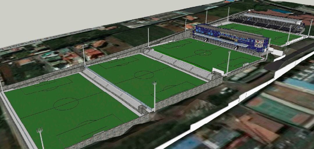 Aspecto que tendrá la Ciudad Deportiva del CD Tenerife cuando finalicen las obras, ahora paradas.