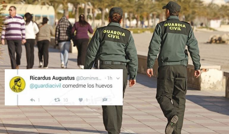 Mensaje dirigido a la cuenta de Twitter de la Guardia Civil.